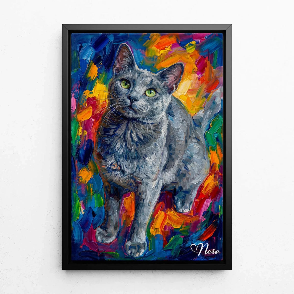 Kissamuotokuva pop art -tyylillä omasta kuvastasi - kangas mustalla kehyksellä