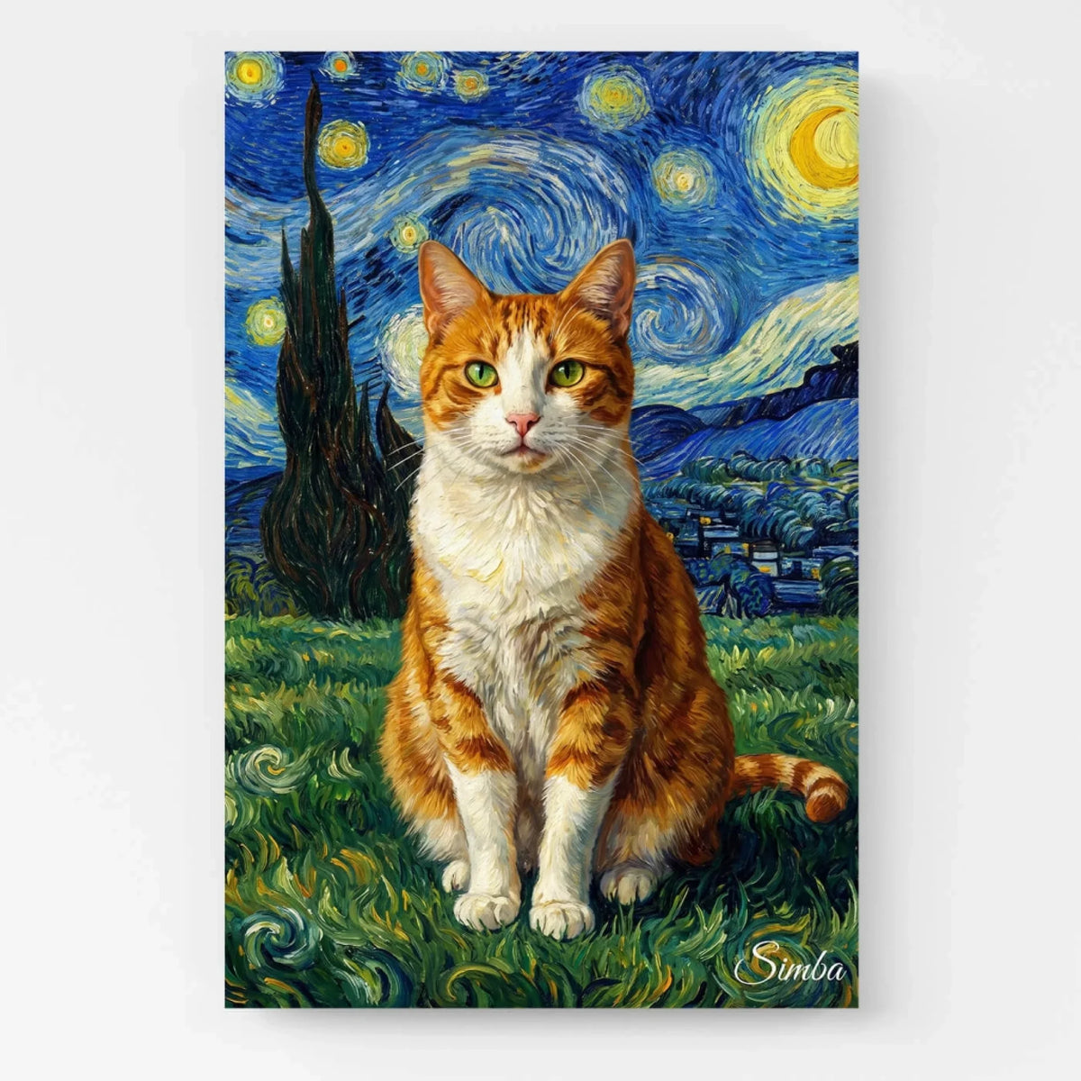Kissamuotokuva Van Gogh -tyylillä omasta kuvastasi - kangas