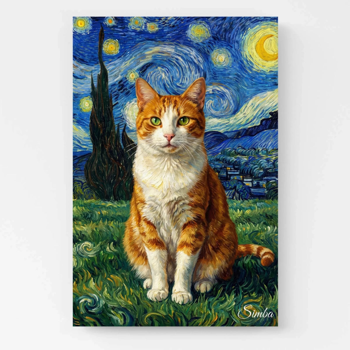 Kissan muotokuva Van Gogh -tyylissä omasta kuvastasi - kangas