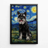 Koiran muotokuva Van Gogh -tyylissä omasta kuvastasi - kangas mustalla kehyksellä