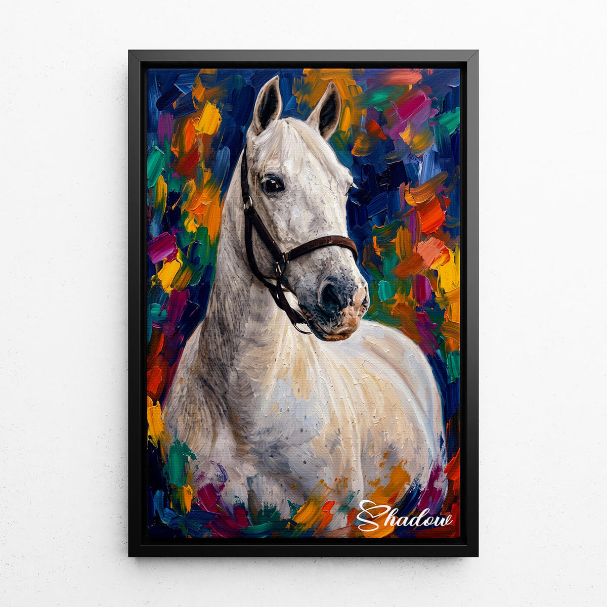 Hevosmuotokuva pop art -tyylillä omasta kuvastasi - kangas mustalla kehyksellä