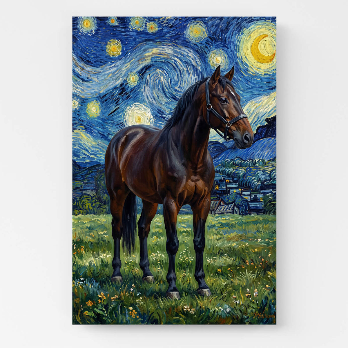 Hevosmuotokuva Van Gogh -tyylillä omasta kuvastasi - kangas